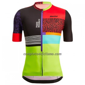 Maglia Santini 2023 Paris-Roubaix Manica Corta Forger Des Heroes Giallo Rosso Nero